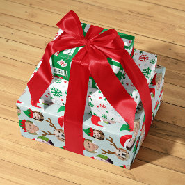 Weihnachts-Crew Sechs Foto Custom Geschenkpapier Set
