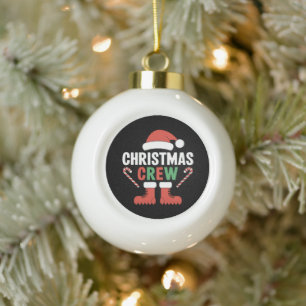 Weihnachts-Crew Weihnachten Weihnachtsfeiertag - F Keramik Kugel-Ornament