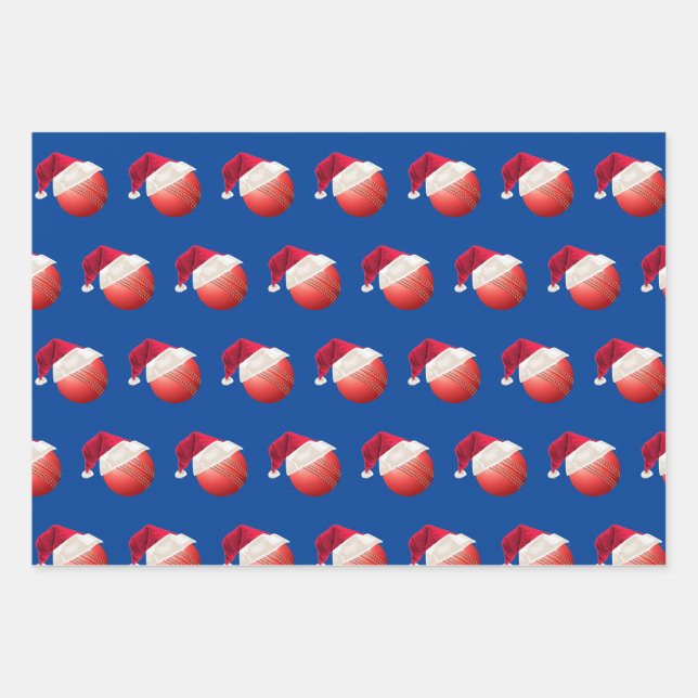 Weihnachts-Cricket-Ball Sport Weihnachtsfest Geschenkpapier Set (Vorderseite)