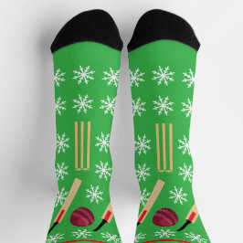 Weihnachts-Cricket-Bälle Wickets Schneeflocken Socken