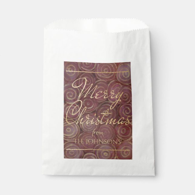 Weihnachts-Crimson und Gold Geschenktütchen (Vorderseite)