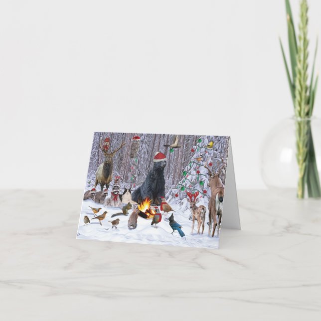 Weihnachts-Critters-Waldkarte Party Karte (Vorderseite)
