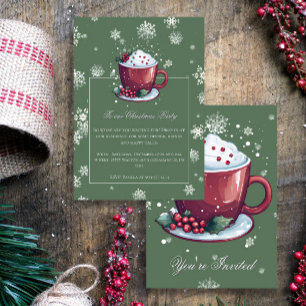 Weihnachts-Cup heiße Schokolade Feiertag Grün Einladung