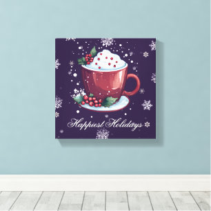 Weihnachts-Cup mit heißer Schokolade Lila Leinwanddruck