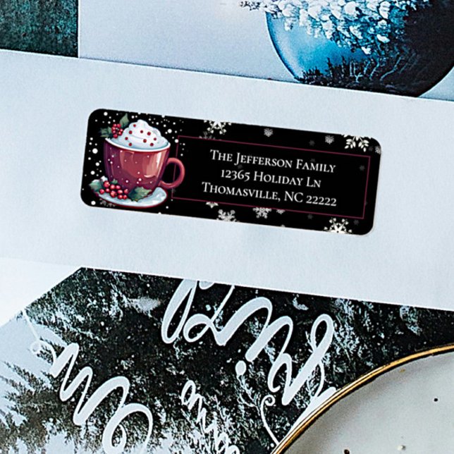 Weihnachts-Cup mit heißer Schokolade Personalisier (Christmas Cup of Hot Chocolate Personalized Address Label)