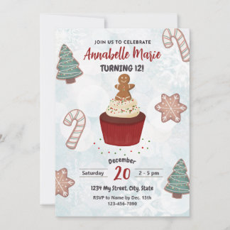 Weihnachts-Cupcake Geburtstagseinladung Einladung