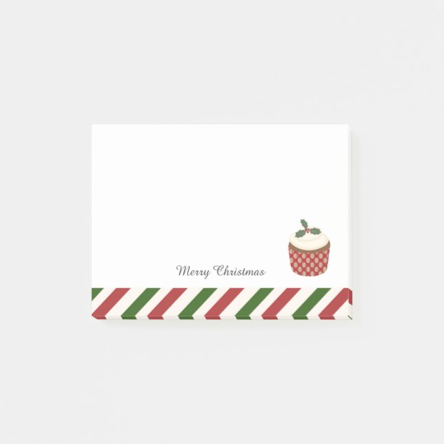 Weihnachts-Cupcake Rot und Grün Post-it Klebezettel (Vorderseite)