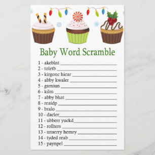 Weihnachts-Cupcakes Baby-Wort-Scramble-Spiel