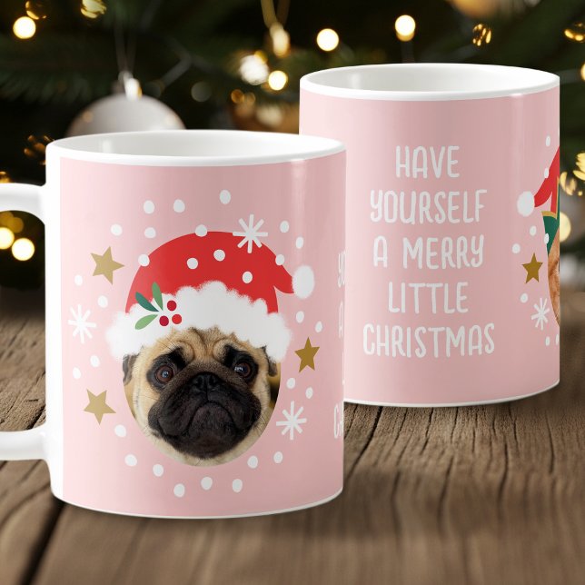 Weihnachts Custom Foto Funny Elf Santa Pink Pink Kaffeetasse (Von Creator hochgeladen)