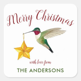 Weihnachts Custom Hummingbird Quadratischer Aufkleber