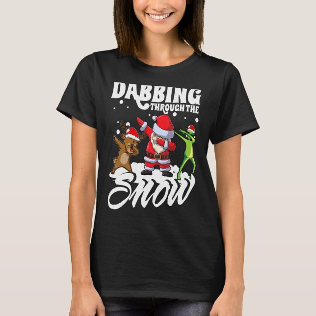 Weihnachts-Dabbing durch den Schnee Weihnachtsjung T-Shirt (Vorderseite)