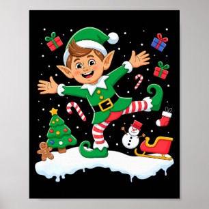 Weihnachts-Dabbing-Elfen-Baumlichter Jungen Kinder Poster