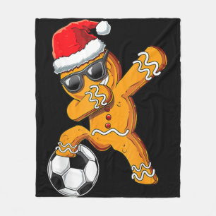 Weihnachts Dabbing Gingerbread Man Dab Soccer Foot Fleecedecke