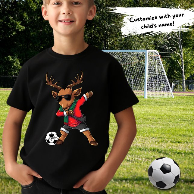 Weihnachts-Dabbing Hirschkugel & Kindername T-Shirt (Von Creator hochgeladen)