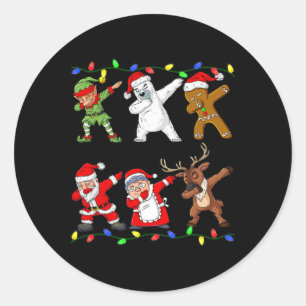 Weihnachts Dabbing Santa and Friends Quarantine Bo Runder Aufkleber