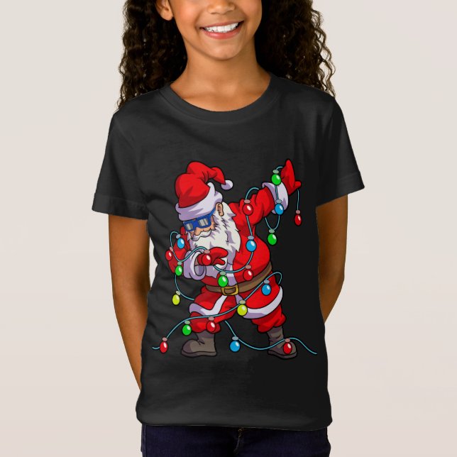 Weihnachts-Dabbing Santa Tree Lights T-Shirt (Vorderseite)