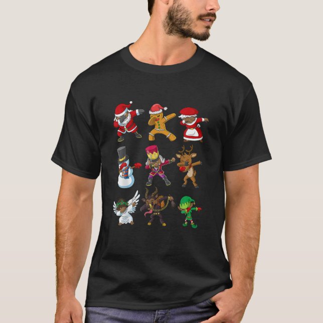 Weihnachts-Dabbing Squad Afrikanisch American Sant T-Shirt (Vorderseite)