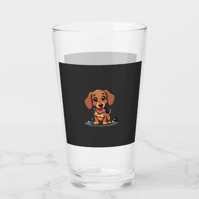 Weihnachts-Dachshund-Lichter (1) Glas (Vorderseite)