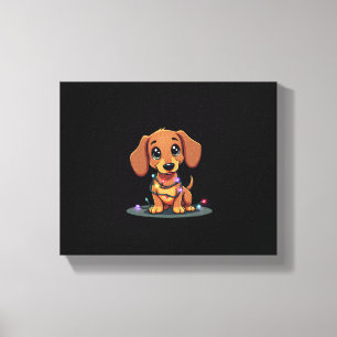 Weihnachts-Dachshund-Lichter (1) Leinwanddruck