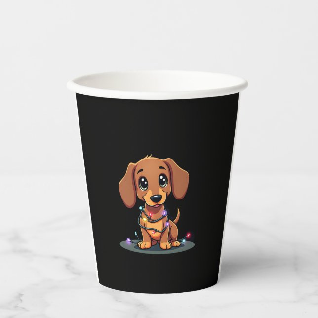 Weihnachts-Dachshund-Lichter (1) Pappbecher (Vorderseite)