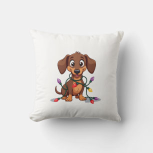 Weihnachts-Dachshund-Lichter (2) Kissen