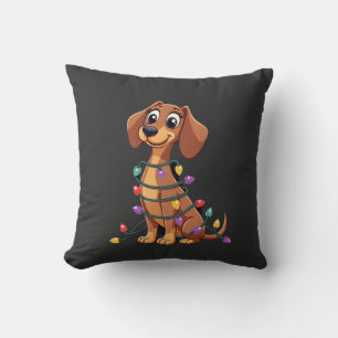 Weihnachts-Dachshund-Lichter (2) Kissen