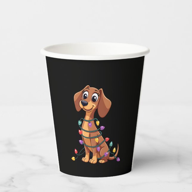 Weihnachts-Dachshund-Lichter (2) Pappbecher (Vorderseite)