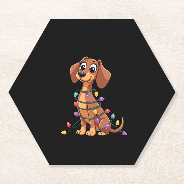Weihnachts-Dachshund-Lichter (2) Untersetzer (Vorderseite)