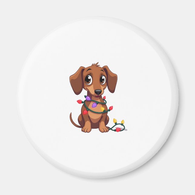 Weihnachts-Dachshund-Lichter (3) Magnet (Vorne)