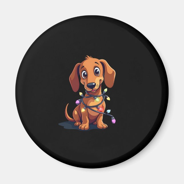 Weihnachts-Dachshund-Lichter (3) Magnet (Vorne)