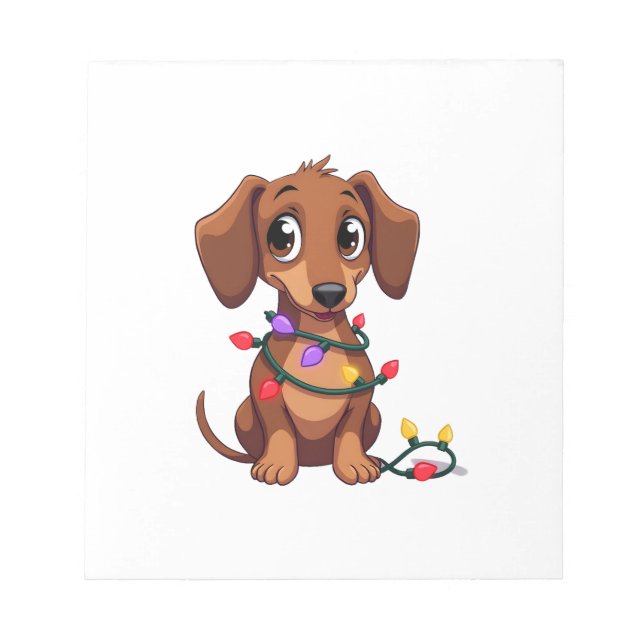Weihnachts-Dachshund-Lichter (3) Notizblock (Vorderseite)