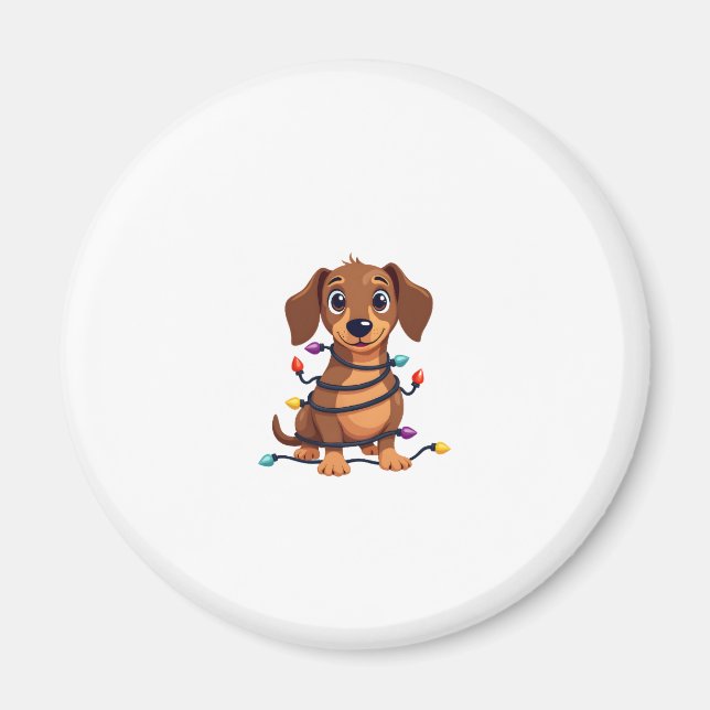 Weihnachts-Dachshund-Lichter Magnet (Vorne)