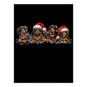 Weihnachts-Dachshund-Welpen Poster