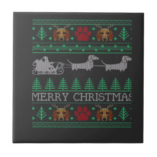 Weihnachts-Dachshund Wiener Hund Dachshund Hässlic Fliese