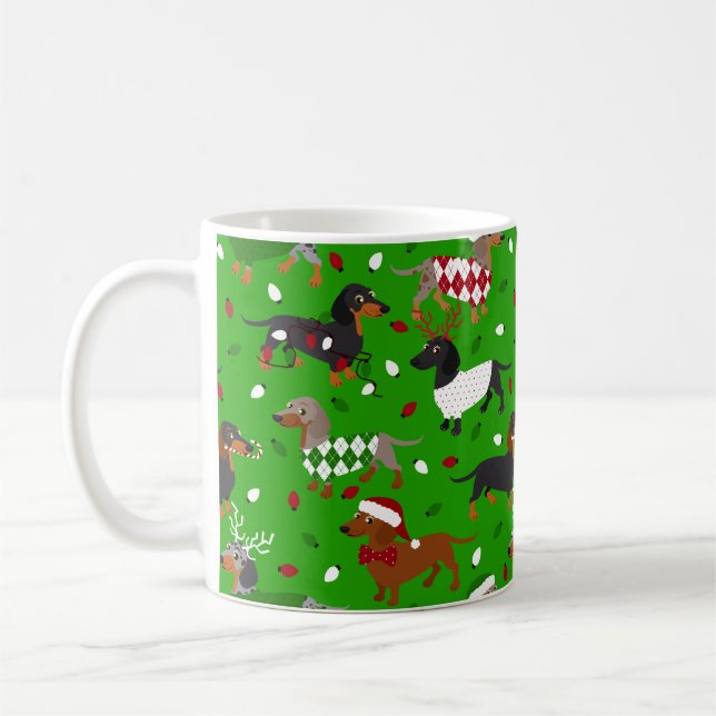Weihnachts-Dackel Alle Coats Kaffee Tasse (Links)