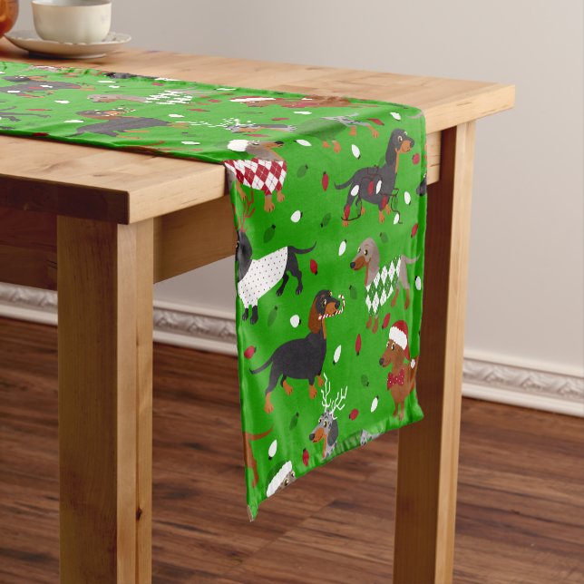 Weihnachts-Dackel Alle Coats Kurz Tischläufer (Beispiel)