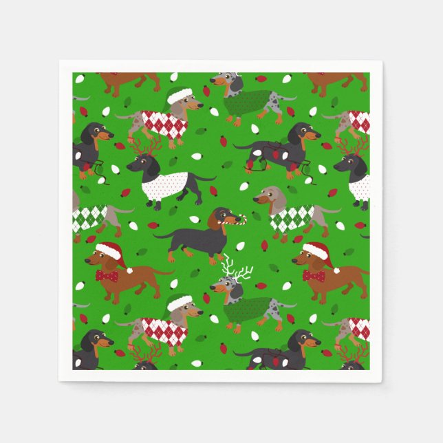 Weihnachts-Dackel Alle Mäntel Napkins Serviette (Vorderseite)