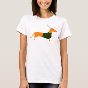 Weihnachts-Dackel-Damen-Basic-Tee T-Shirt