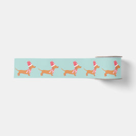 Weihnachts Dackel Dog Blue Ripsband