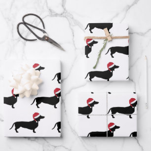 Weihnachts-Dackel durch den Schnee Geschenkpapier Set