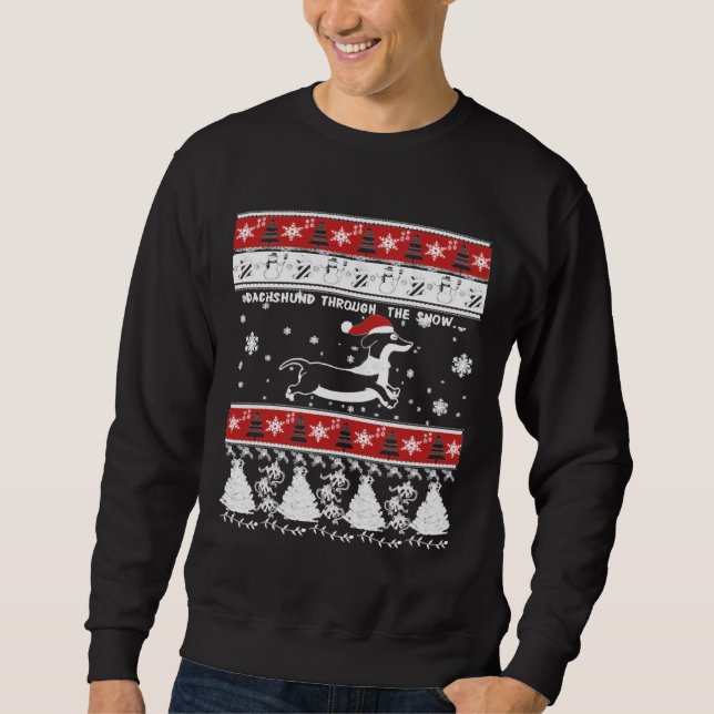 Weihnachts-Dackel durch den Schnee Sweatshirt (Vorderseite)