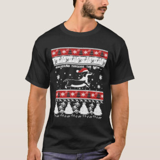 Weihnachts-Dackel durch den Schnee T-Shirt