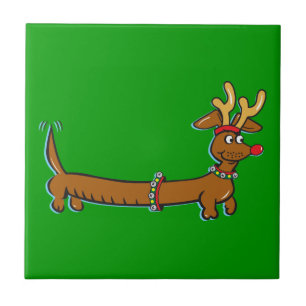 Weihnachts-Dackel Fliese