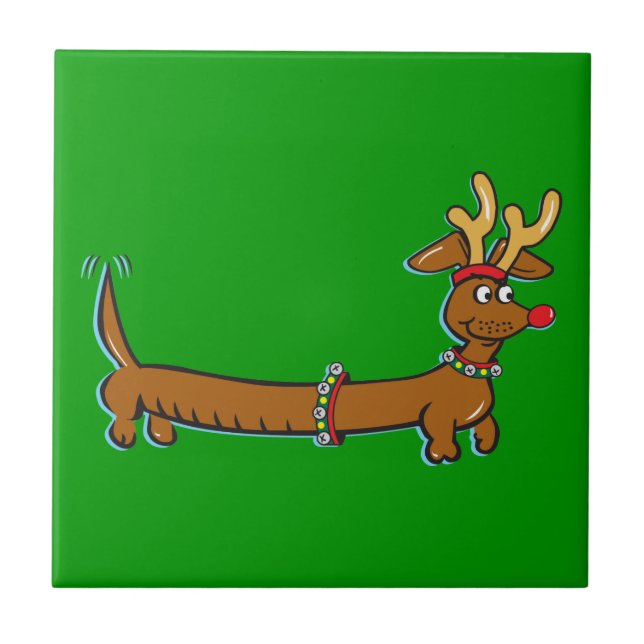 Weihnachts-Dackel Fliese (Vorderseite)