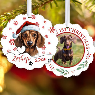 Weihnachts-Dackel Hund Personalisiert Ornament Karte