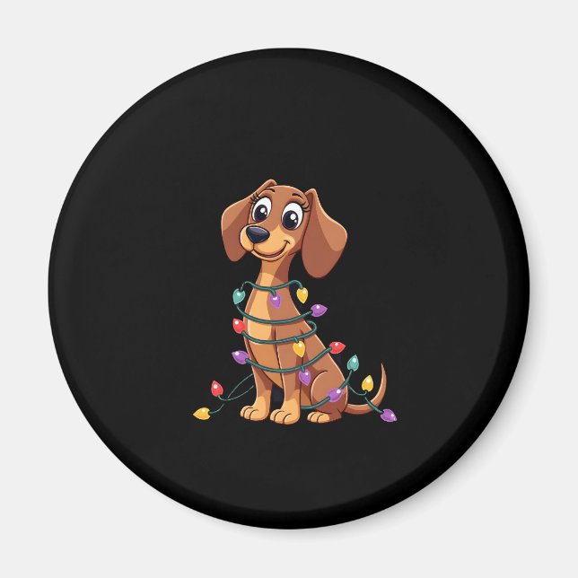 Weihnachts-Dackel-Lichter (2) Magnet (Vorne)