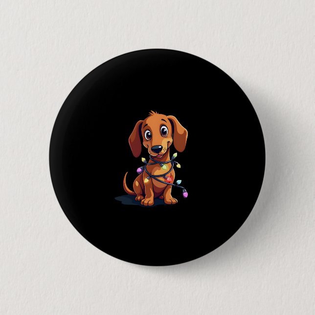 Weihnachts-Dackel-Lichter (3) Button (Vorderseite)