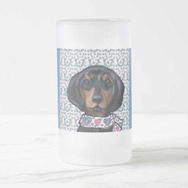 Weihnachts-Dackel Mattglas Bierglas (Mittel)