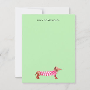 Weihnachts-Dackel Monogram Niedlich Boho Dog Lover Mitteilungskarte