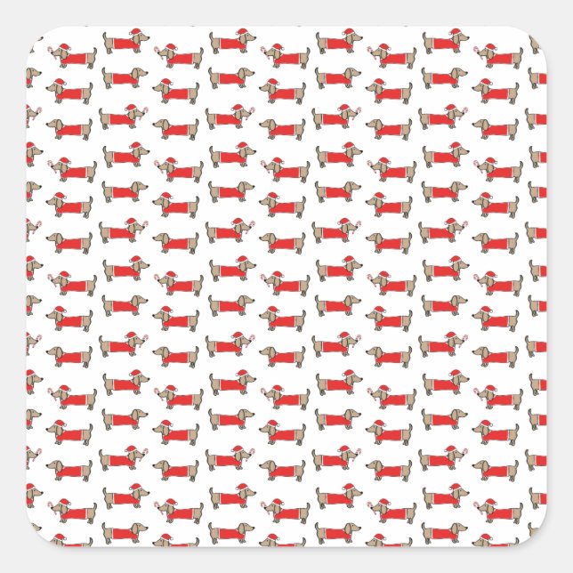 Weihnachts-Dackel Quadratischer Aufkleber (Vorderseite)